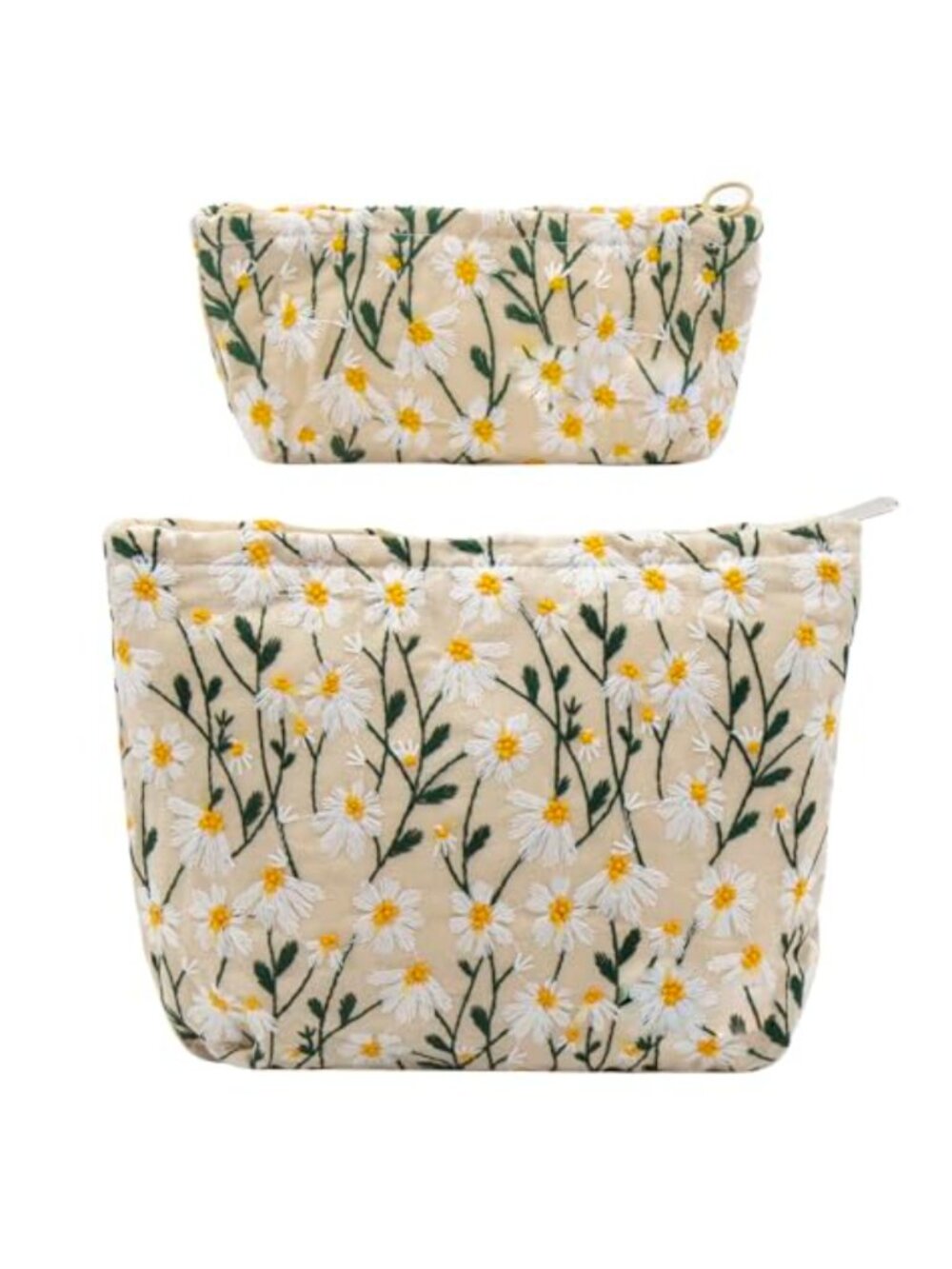 2 Pc Floral Makeup Bag Set Large Cosmetic Pouch Zipper Toiletry Organizer